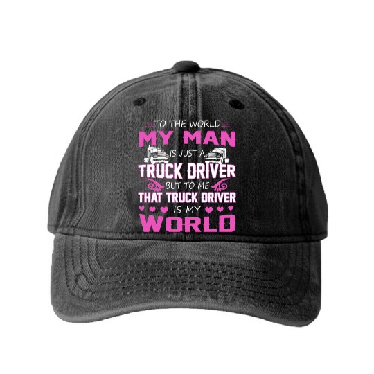 Truck Driver My Man Washed Denim Baseball Caps