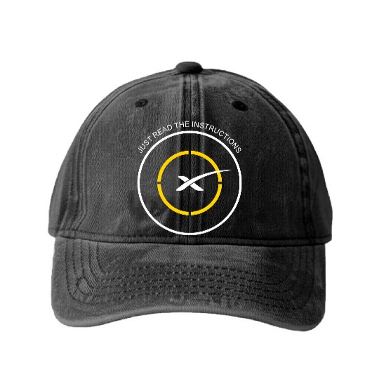 Read The Instructions SpaceX Droneship Elon Musk Washed Denim Baseball Caps