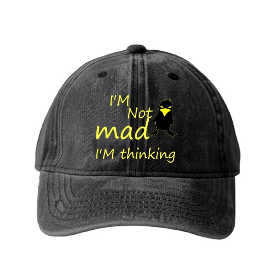 I'm Not Mad I'm Thinking Cute Angry Bird Washed Denim Baseball Caps