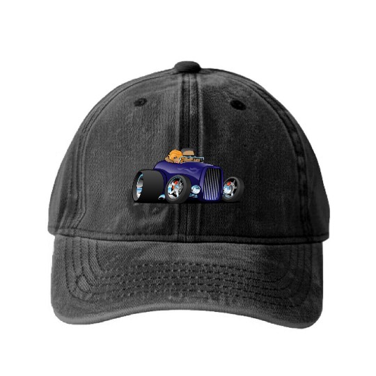Highboy hot rod deep purple roadster Washed Denim Baseball Caps