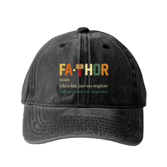 Fa Thor Like Dad Just Way Mightier Hero Washed Denim Baseball Caps