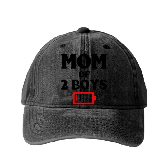 Tired Mom Of 2 Boys Funny Mother Of Two Sons Washed Denim Baseball Caps