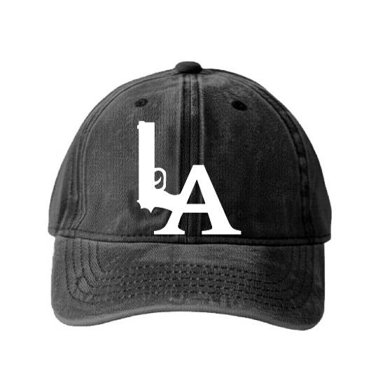 LA Dodgers Gun Los Angeles Hollywood California Washed Denim Baseball Caps