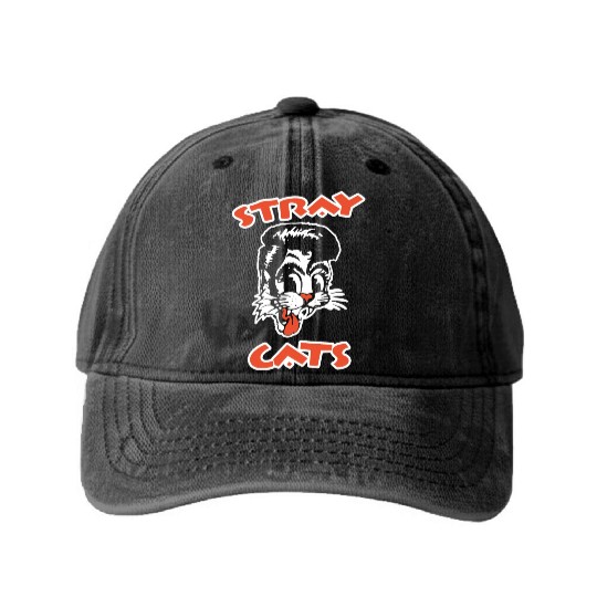STRAY CATS Rockabilly Cool Cat Tattoo Washed Denim Baseball Caps