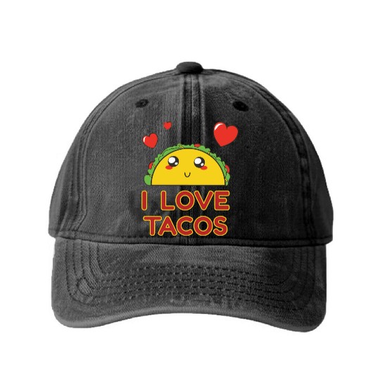 I Love Tacos Washed Denim Baseball Caps