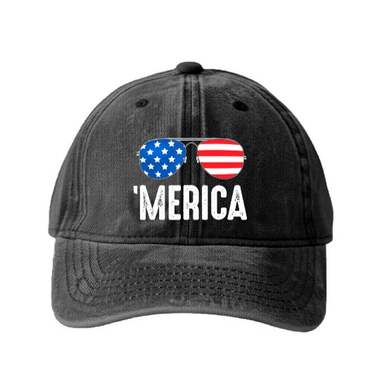 4th of July Merica Washed Denim Baseball Caps USA American Pride