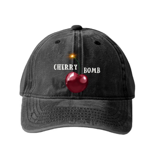 Cherry bomb big Washed Denim Baseball Caps