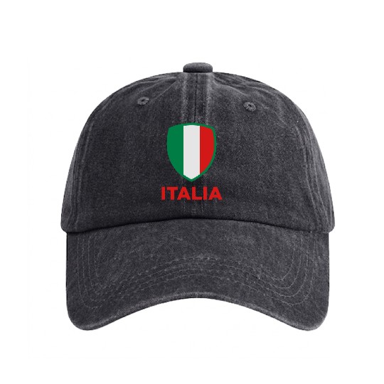 National Flag of Italy Washed Denim Baseball Caps