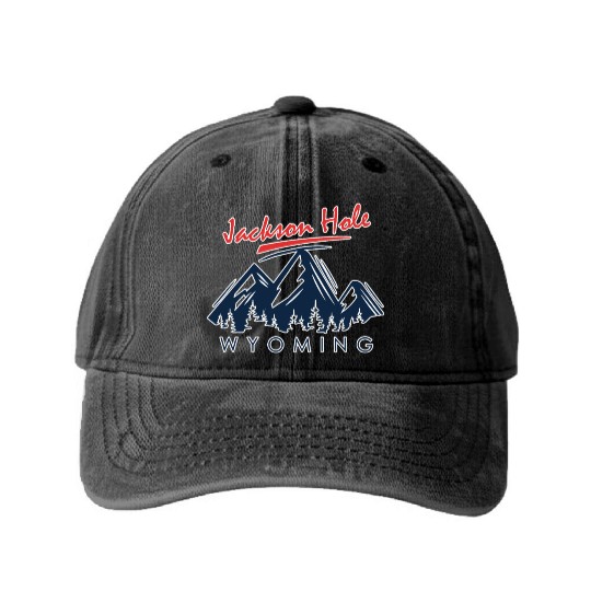 Jackson Hole Wyoming Washed Denim Baseball Caps Vintage City Retro Tshi