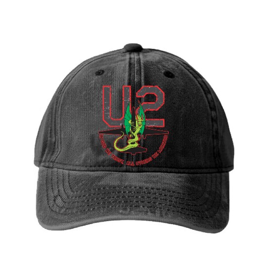 U-2 In God We Trust, All Others We Monitor Washed Denim Baseball Caps