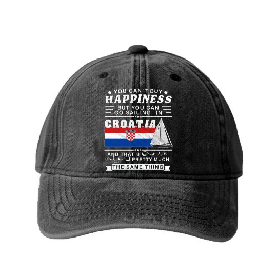 Croatia sailing, sailing ship Mediterranean gift Washed Denim Baseball Caps