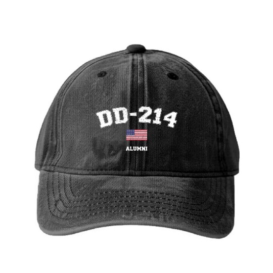 Dd 214 Us Armed Forces Alumni Usa Flag Vintage Washed Denim Baseball Caps