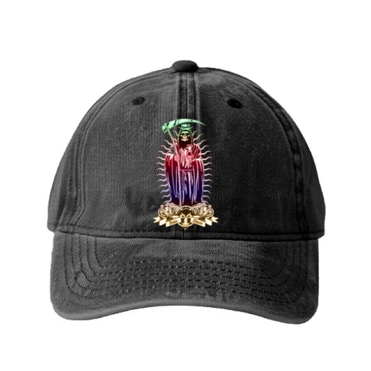 Santa Muerte - Santisima Muerte - Holy Death Washed Denim Baseball Caps