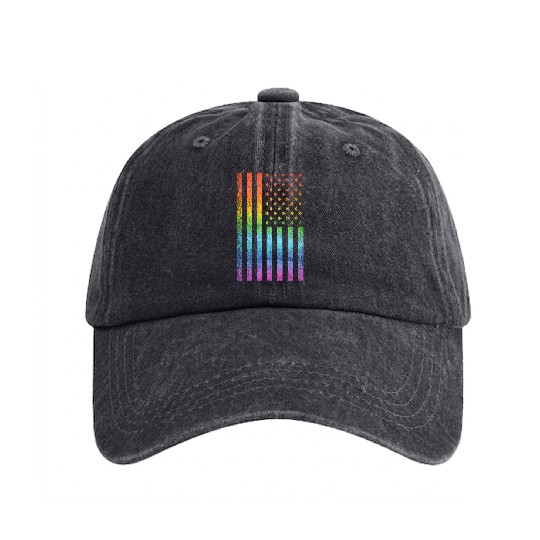 Vintage LGBT Pride American Flag Gay Pride Washed Denim Baseball Caps