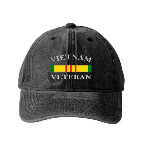 Vietnam Veteran Design Washed Denim Baseball Caps