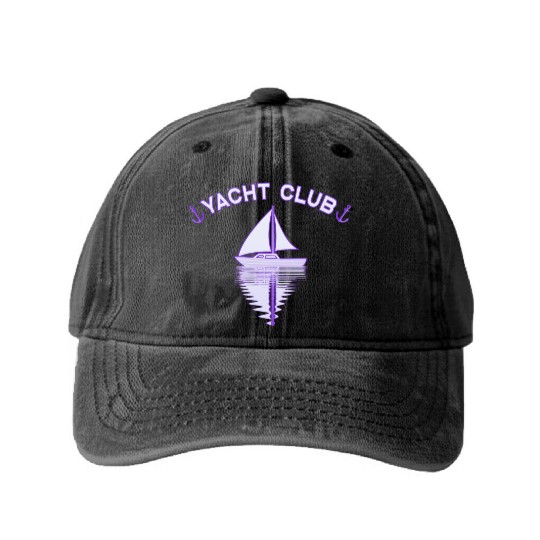 Yacht Club sailing ship sailing anchor Washed Denim Baseball Caps