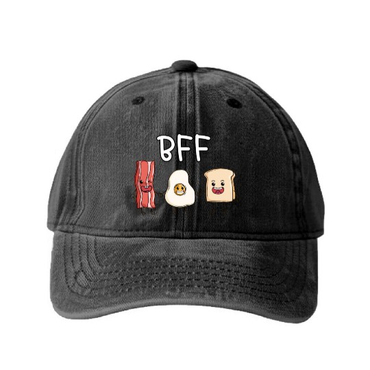Fried egg bacon and toast best friends forever Washed Denim Baseball Caps