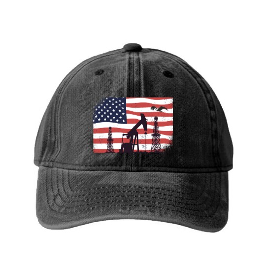 Oil Rig Worker Pump USA American Gas Oilfield Washed Denim Baseball Caps