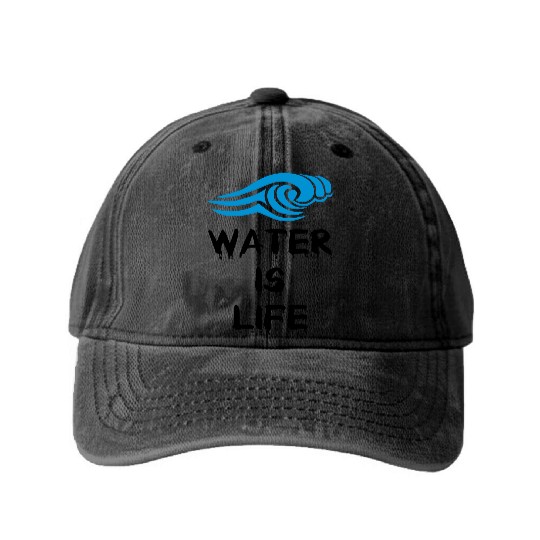 Water is life Washed Denim Baseball Caps
