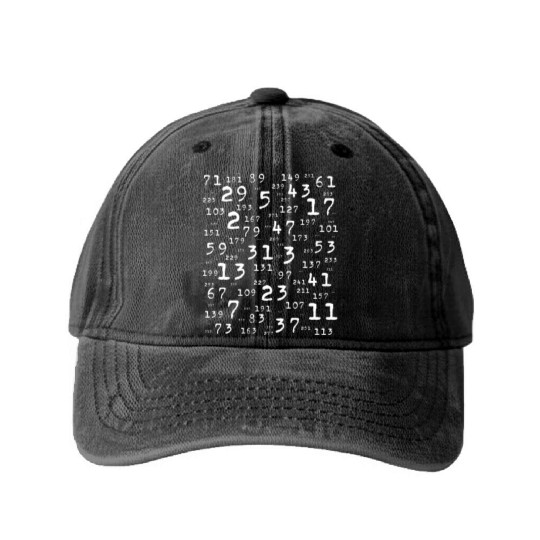 Prime Numbers Maths Teacher Nerd Geek Student Washed Denim Baseball Caps
