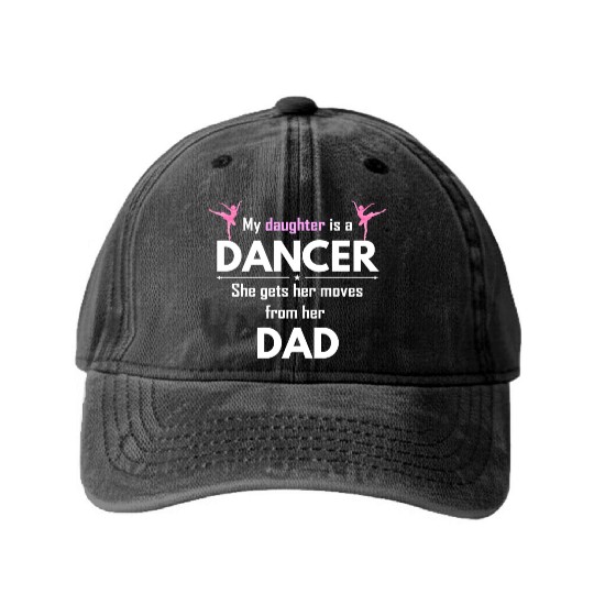 Dance Dad Dancer Fathers Day Washed Denim Baseball Caps