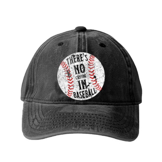 There's No Crying In Baseball I Love Sport Softba Washed Denim Baseball Caps