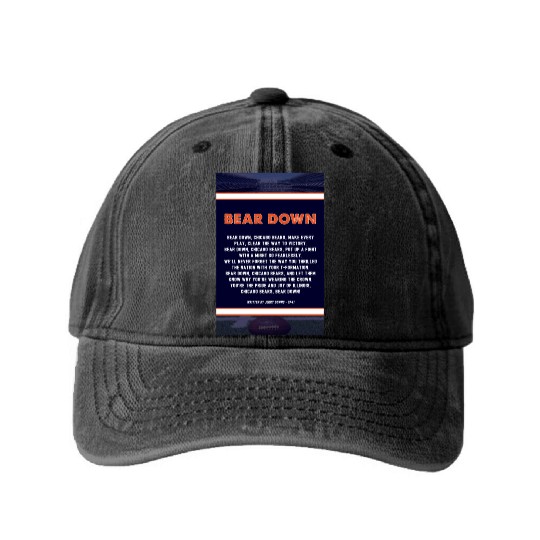 Bear Down Lyrics Poster Washed Denim Baseball Caps