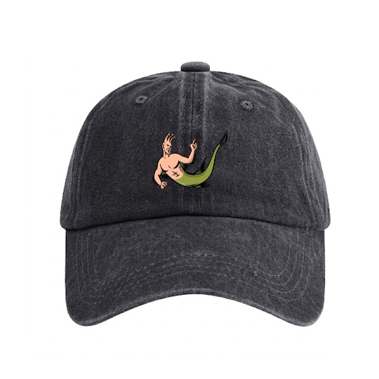 Sea Monkey Pointing Mascot Washed Denim Baseball Caps