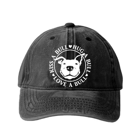 Love-A-Bull Pitbull Bully Dog Rescue Washed Denim Baseball Caps