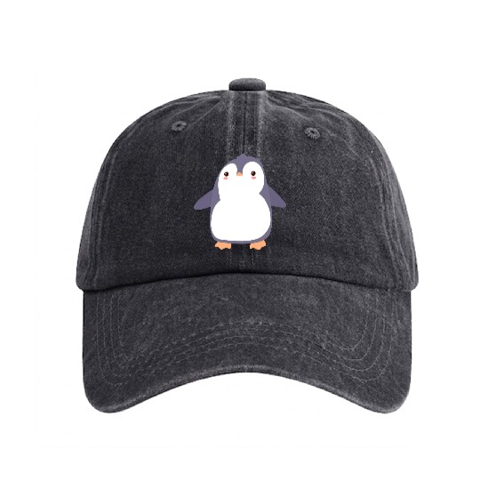Cute Penguin Washed Denim Baseball Caps