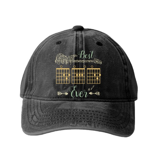 Best Dad Ever Cool Guitar Chord Gifts Washed Denim Baseball Caps