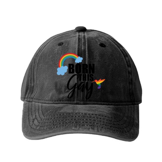Gay pride LGBT born this gay Washed Denim Baseball Caps