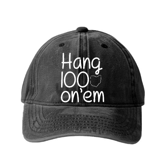 Hang 100 On Em college football funny Washed Denim Baseball Caps