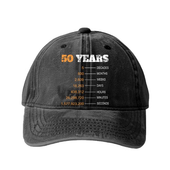 Happy 50th Birthday 50 Year Old Gift 50 plus Washed Denim Baseball Caps