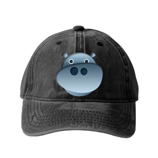 Hippo Baby little animal sweet looking Washed Denim Baseball Caps