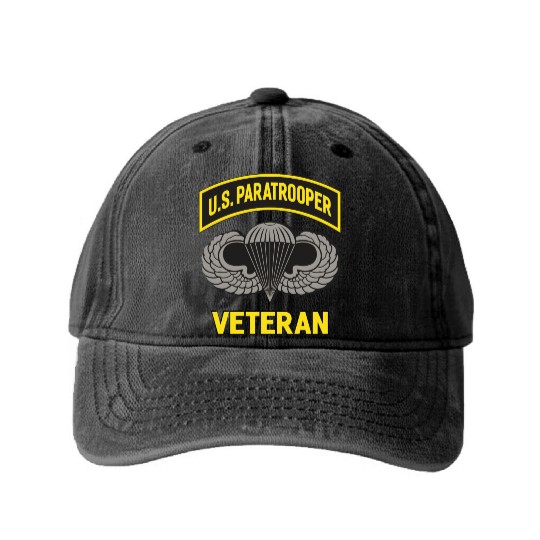 Us Paratrooper Airborne Division Army Veteran Washed Denim Baseball Caps