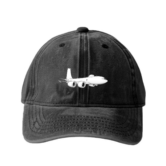 E-6 Mercury TACAMO Military Jet Aircraft Cartoon Washed Denim Baseball Caps