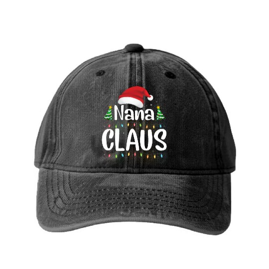 Funny Santa Nana Claus Christmas Family Matching Washed Denim Baseball Caps
