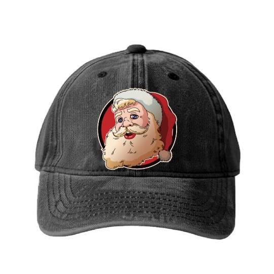 Christmas Funny Vintage Santa Claus Xmas Present Washed Denim Baseball Caps