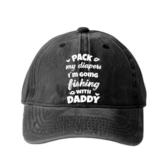 Daddy´s little fishing buddy Father Newborn Baby Washed Denim Baseball Caps