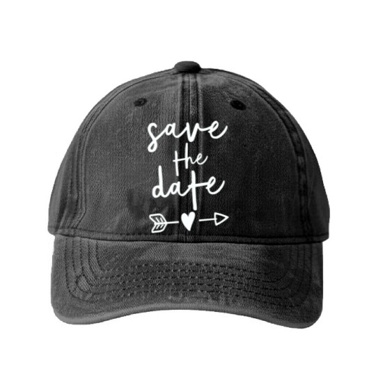 Bride Couple Engagement Save The Date Wedding Washed Denim Baseball Caps