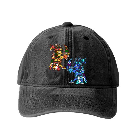 Aztec God Mayan Civilization Inca Culture Gift Washed Denim Baseball Caps