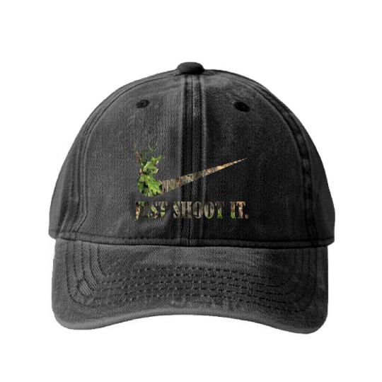 Just Shoot It Deer Hunting Camouflage Washed Denim Baseball Caps