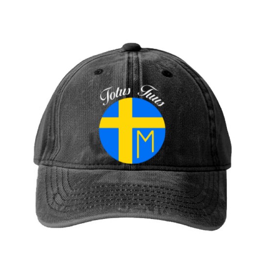 Totus Tuus Pope Saint John Paul Ii Latin Catholic Washed Denim Baseball Caps