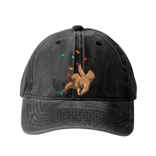Grizzly Bouldering and Rock Climbing Gift Washed Denim Baseball Caps
