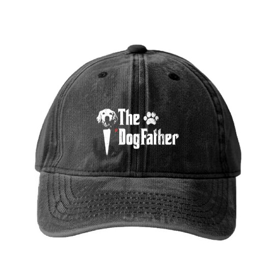 Mens The Dogfather Golden Retriever Dog Dad Father Washed Denim Baseball Caps