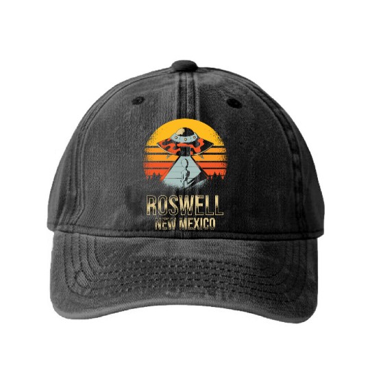 Roswell New Mexico UFO Alien Washed Denim Baseball Caps