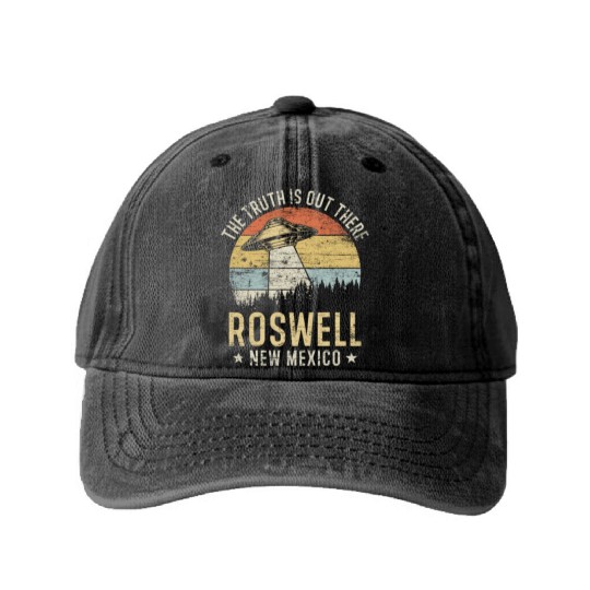 Roswell New Mexico UFO Alien Washed Denim Baseball Caps