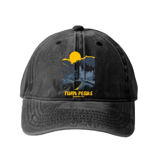 Twin Peaks Welcome To Twin Peaks Poster Washed Denim Baseball Caps
