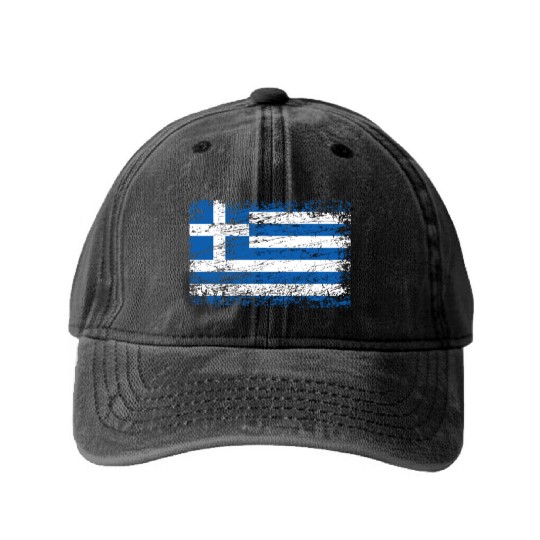 Greece Greek ensign flag used look Washed Denim Baseball Caps